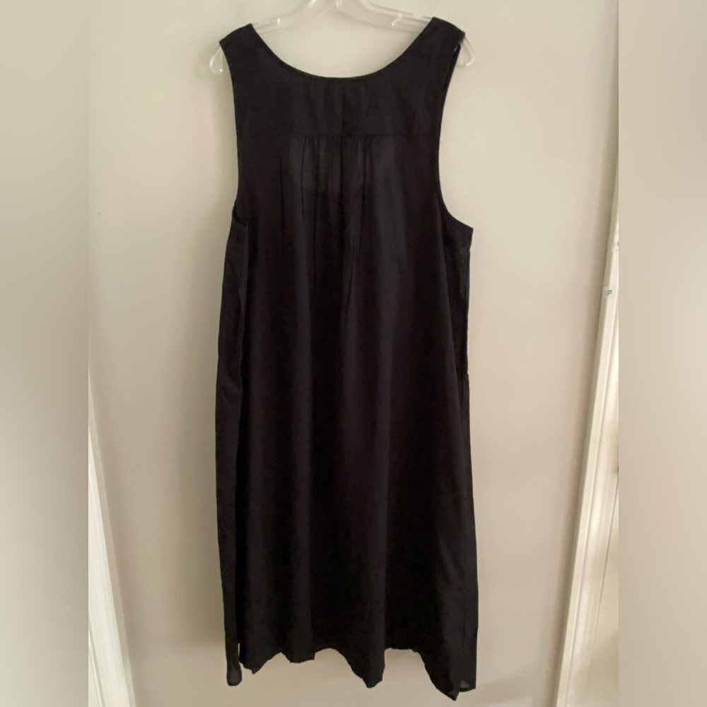 By Anthropologie Sleeveless Smocked Midi Nap Dress size L black new - Picture 4 of 5